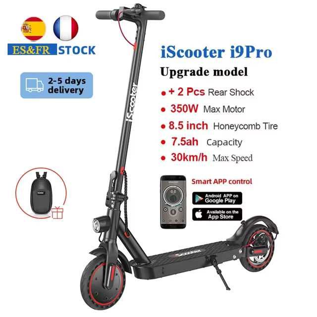 Scooter Elétrico i9 - 30 km/h Pneus 8.5'' Autonomia de 30 km NOVA