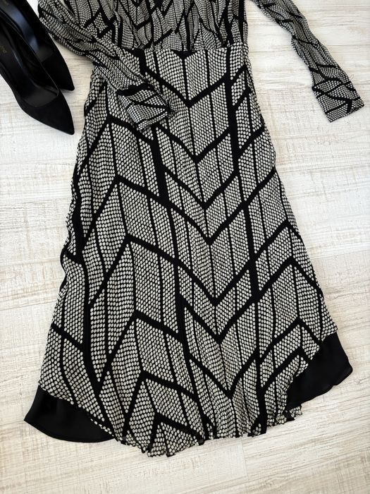 Sukienka długa midi Massimo Dutti rozmiar S wiskoza szara czarna