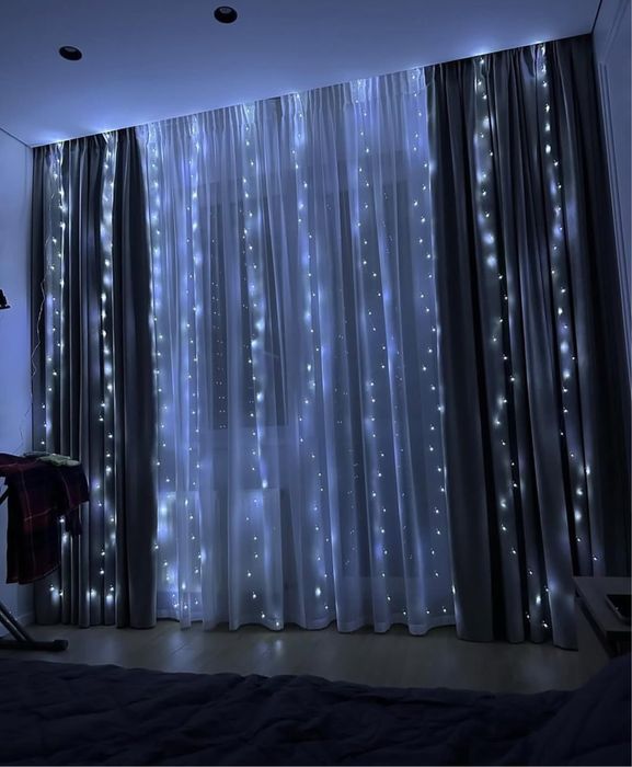 Гірлянда штора роса 3*3 м, 3*2 м, жовта біла led СУПЕР ЦІНА ОПТ