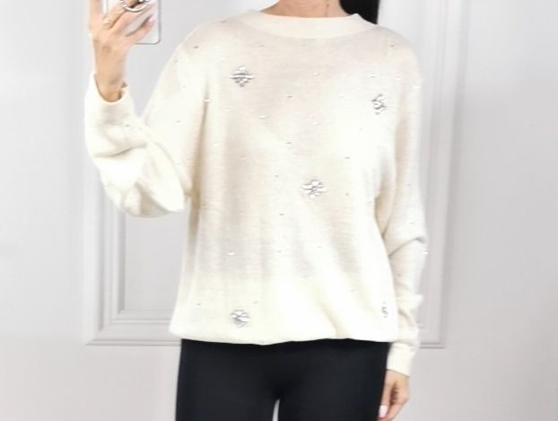 Zara Sweter Damski z cyrkoniami L