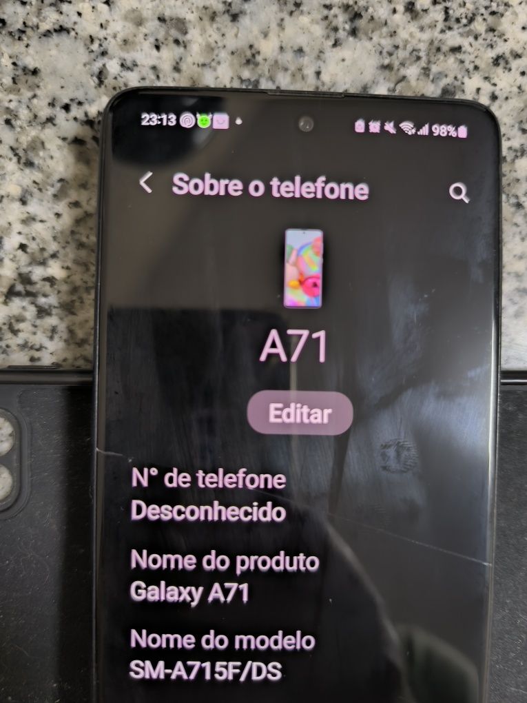 Samsung A71 (tela trincada)