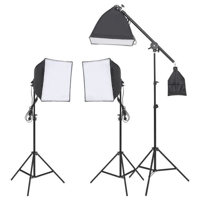 Vidaxl Fotograficzny Zestaw Studyjny Z Lampami I Tłem