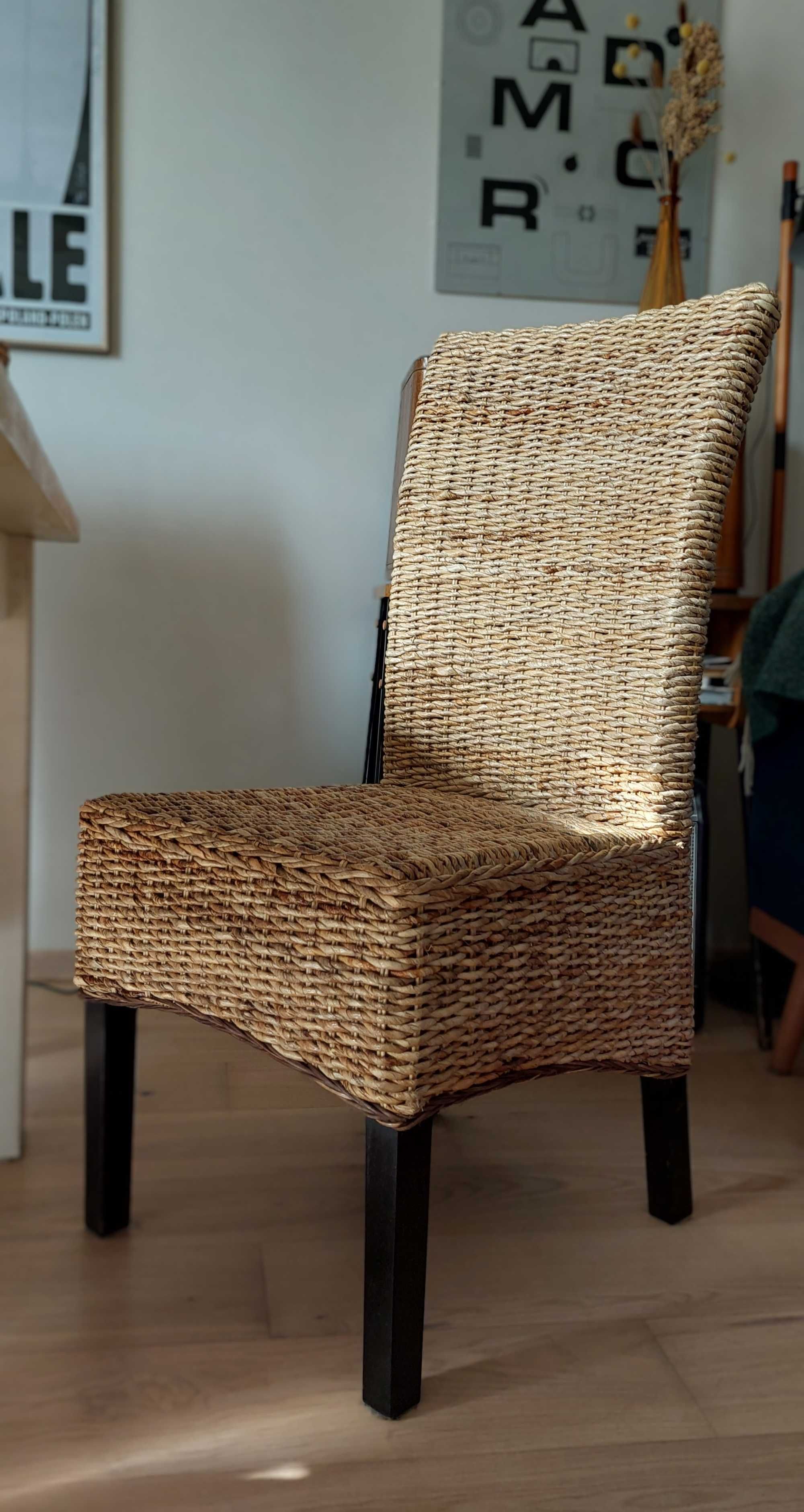 Krzesła z włókien bananowca i drewna 6 sztuk