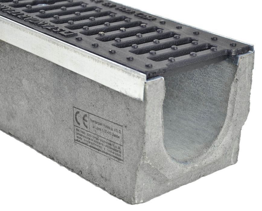 Kanał Odpływ DN100 H130 C250 13x14cm korytko betonowe ruszt żeliwny