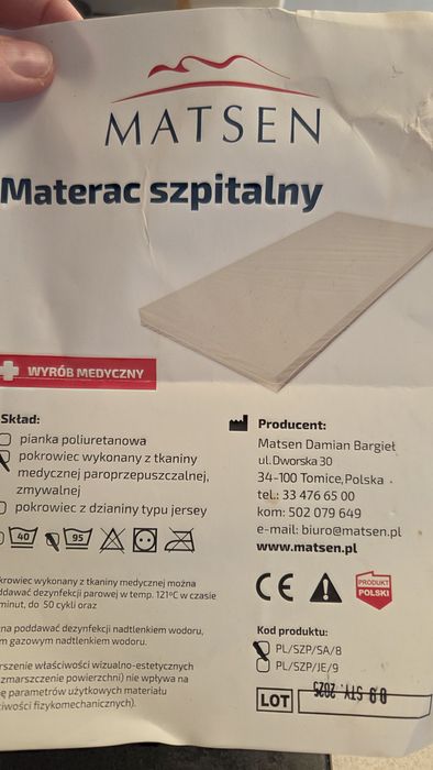 Materac szpitalny 200x80 nowy