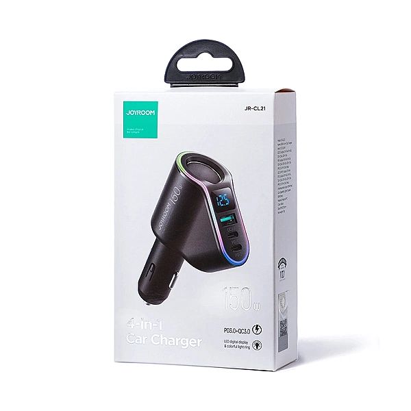 Joyroom szybka ładowarka samochodowa 4w1 USB-A QC3.0 / 2xUSB-C PD 150W