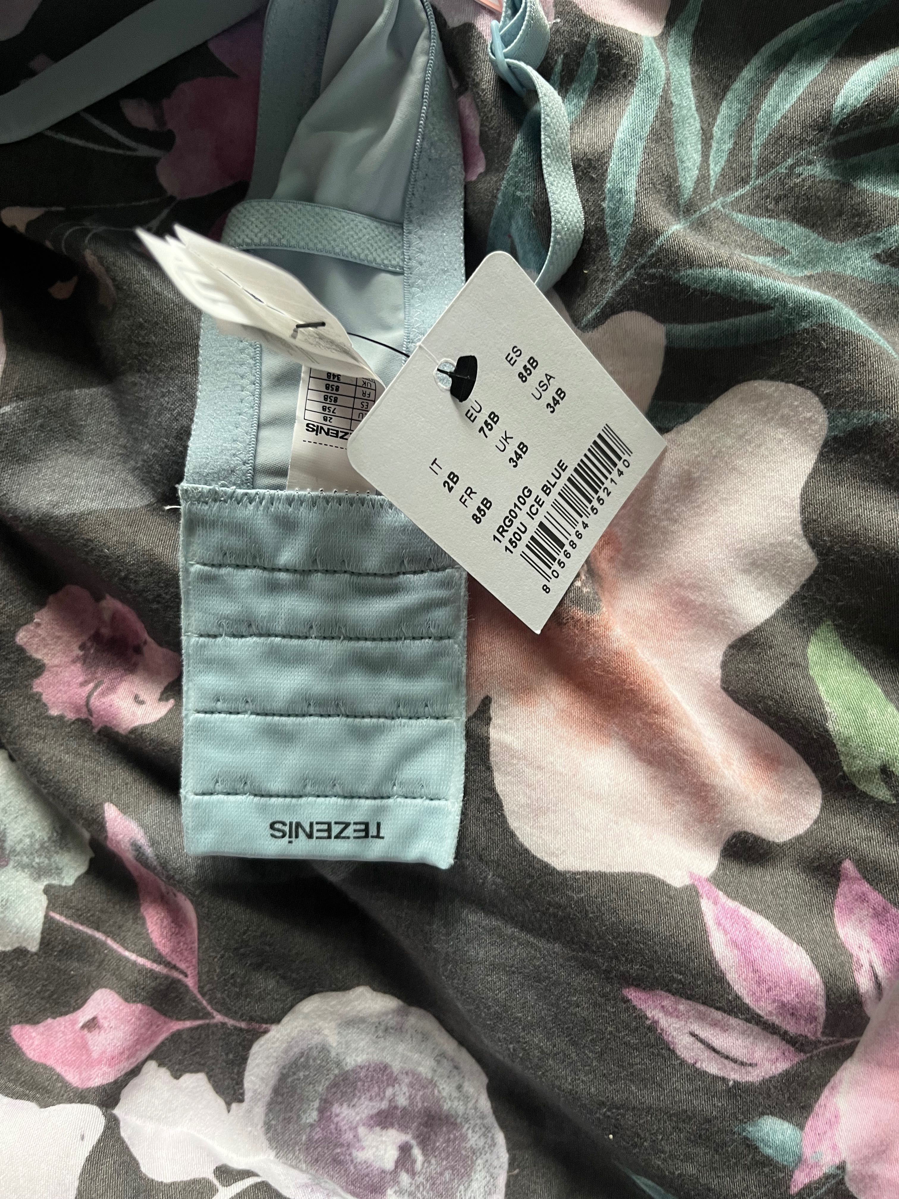 Tezenis 75B błękitny biustonosz bez fiszbin 
Nowy z kompletem metek