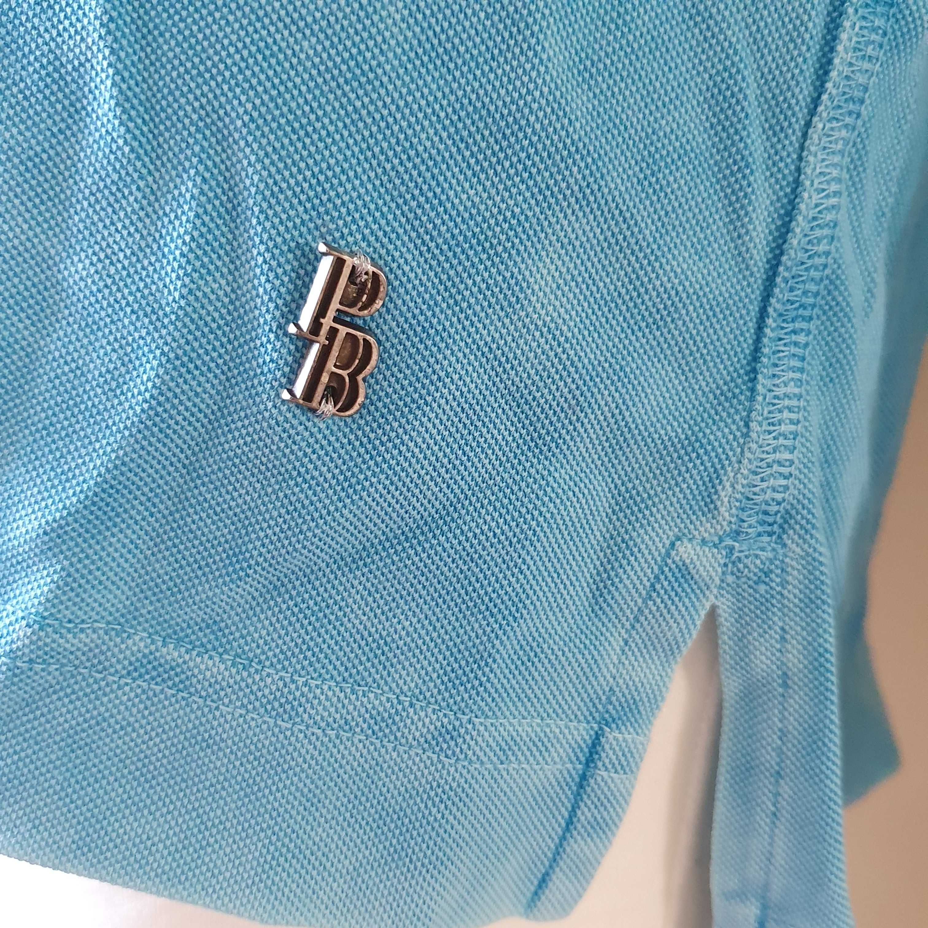 PIERRE BALMAIN faded/distressed look polo koszulka, metalowe logo, XL