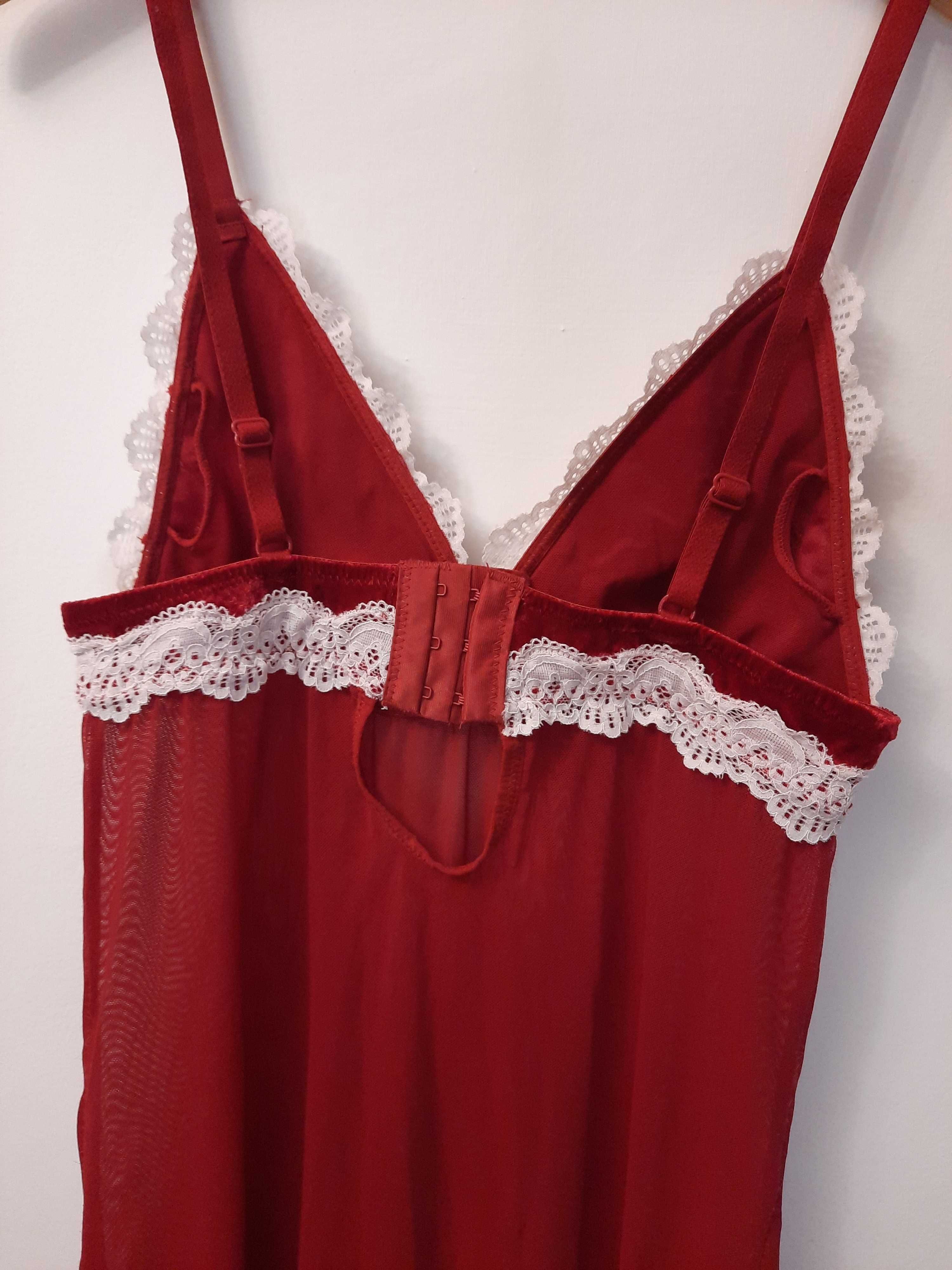 Koszulka nocna seksowna przezroczysta czerwona halka Vrs Woman S 36