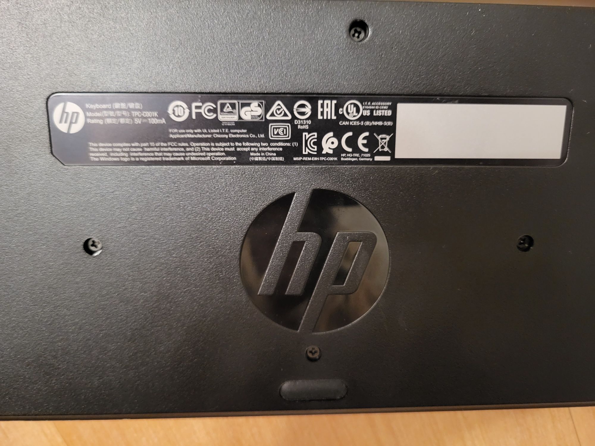 Klawiatura HP biurowa slim model tpc c001k