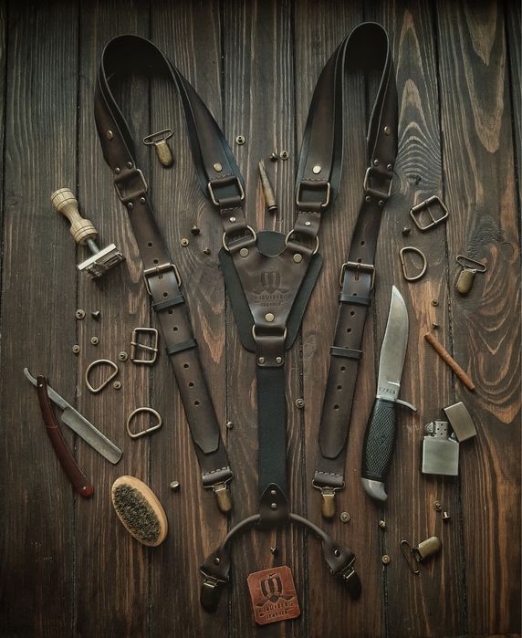 Кожаные подтяжки ручной работы KLAUSBERG Leather кожаные портупеи
