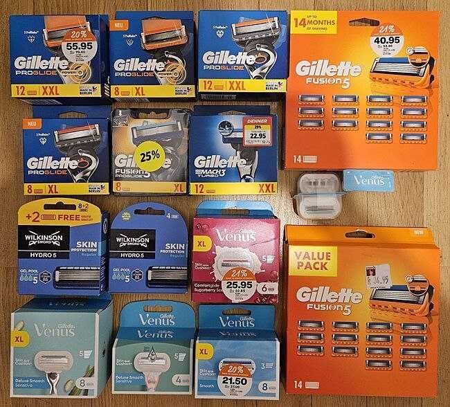 ОПТ Gillette леза картриджі різні типи, кількість в упак. Оригінал ЄС