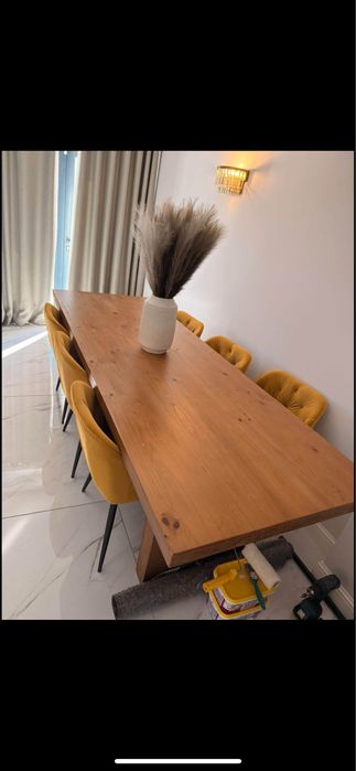 Mesa de jantar em madeira com 6 cadeiras   mesas de cabeceirau