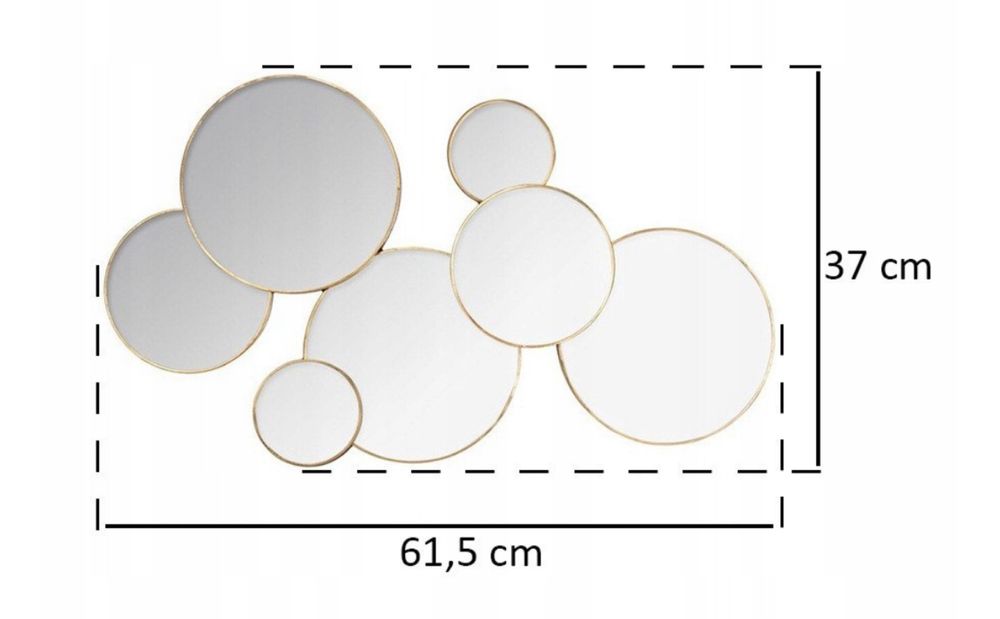Lustro dekoracyjne ścienne koło rama metal 615 x 370 mm