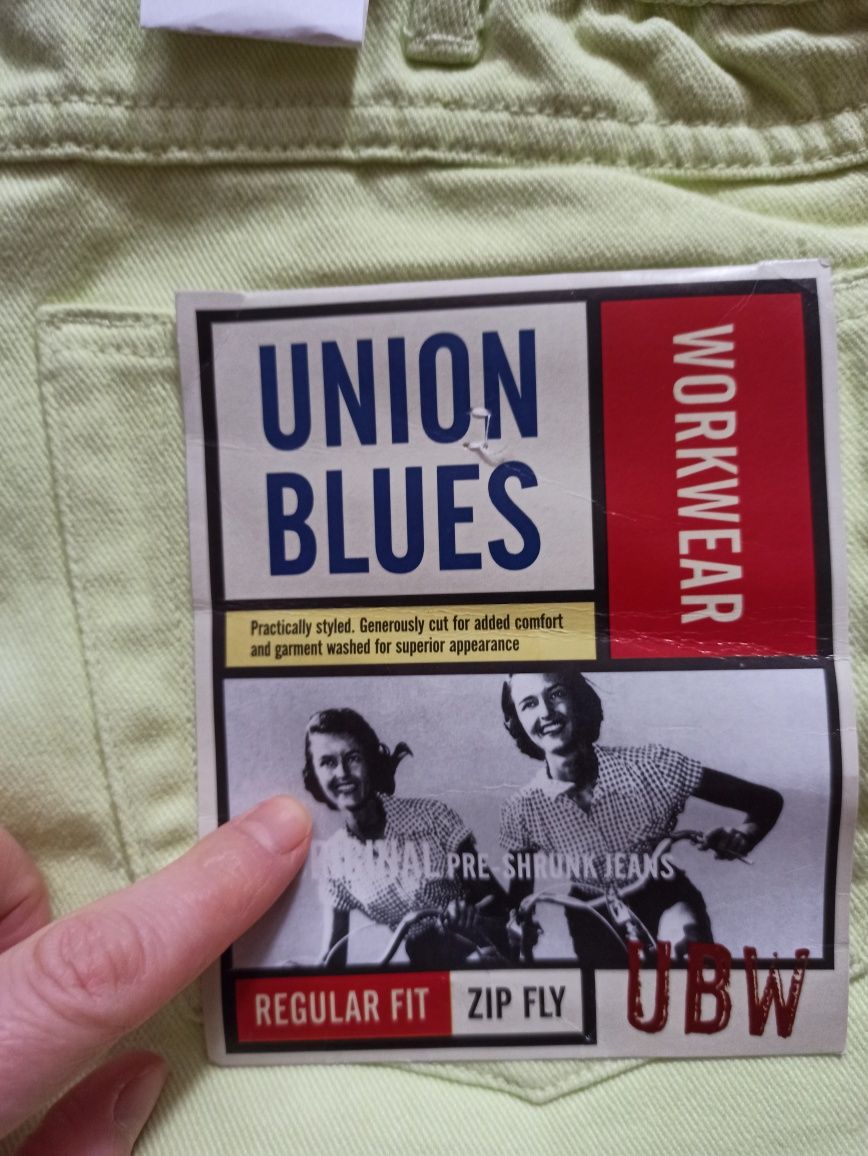 Крутые винтажные джинсы лимонного цвета union blues