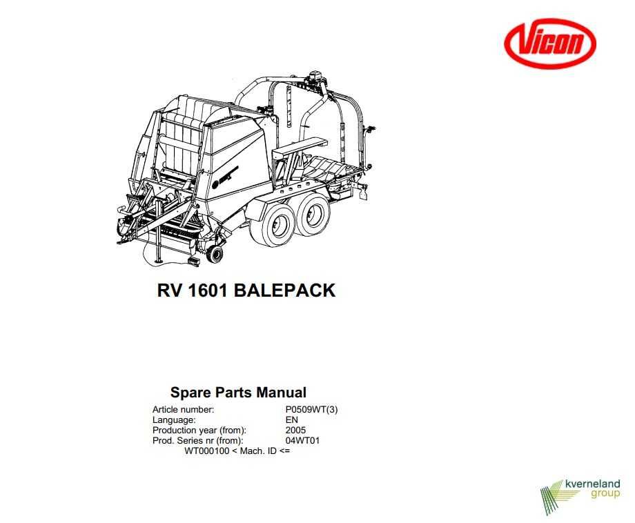 Katalog części Prasa Vicon RV 1601