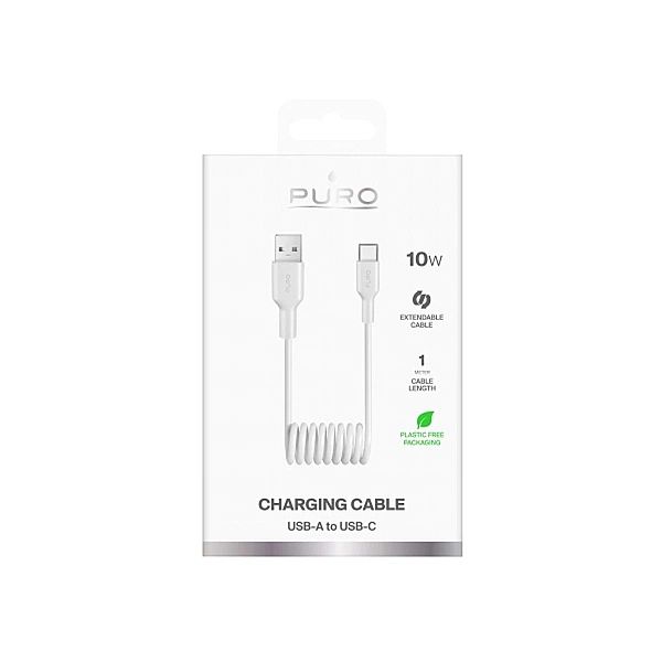 Kabel spiralny Puro 10W USB-A - USB-C 1m - biały