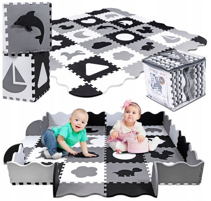 Gruba mata edukacyjna puzzle 150x150 cm