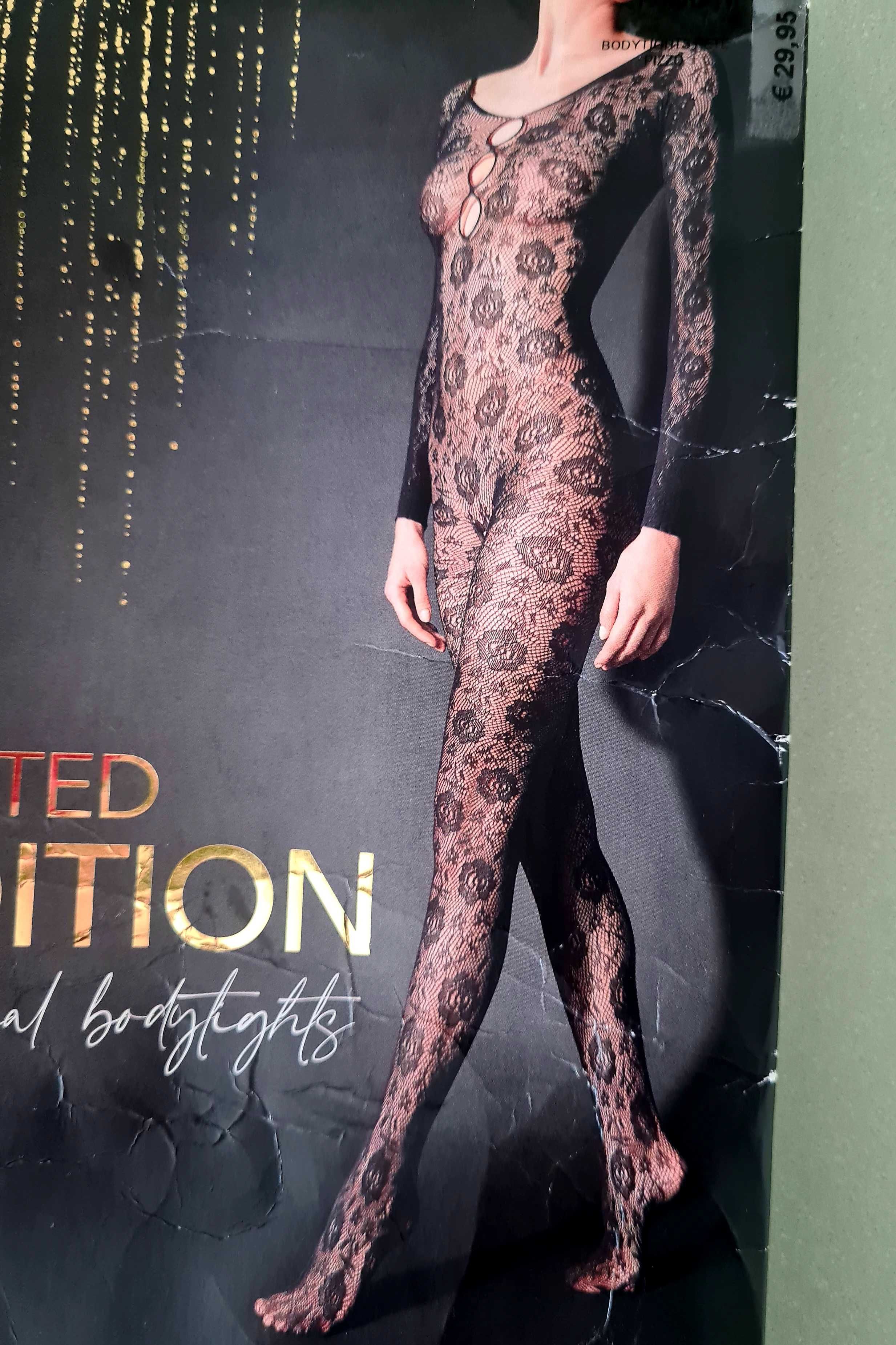 Body Collants renda preto Calzedonia tam. M-L sexy Novo Corpo inteiro