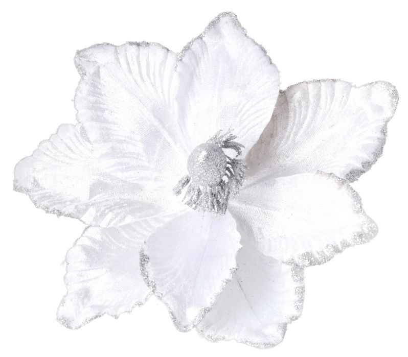 Kwiatek Na Choinkę Biało-Srebrny