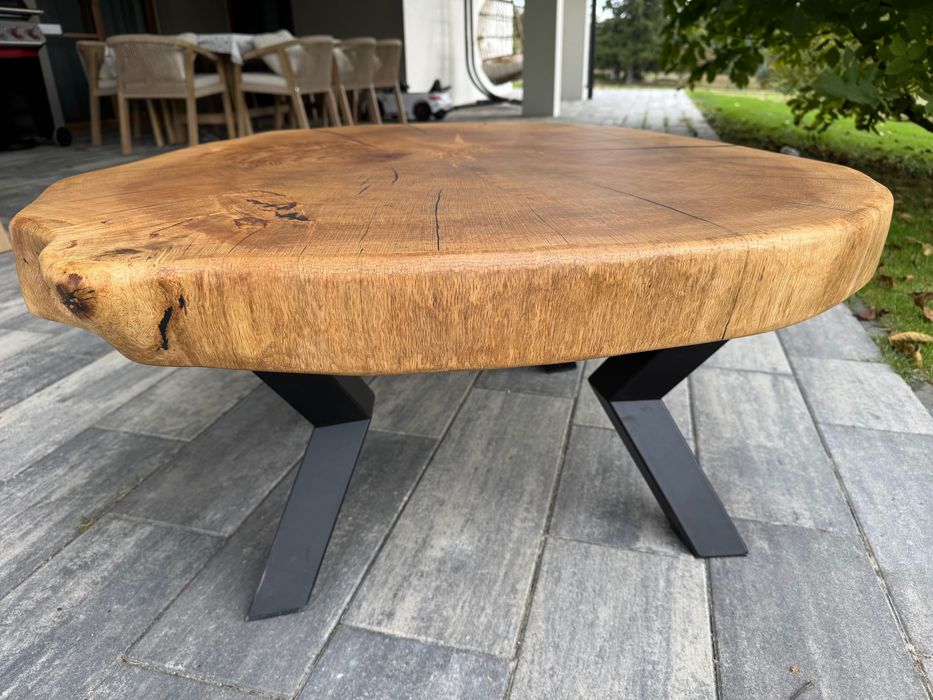 Piękny stolik / stół  kawowy dębowy 108cm średnicy NOWY