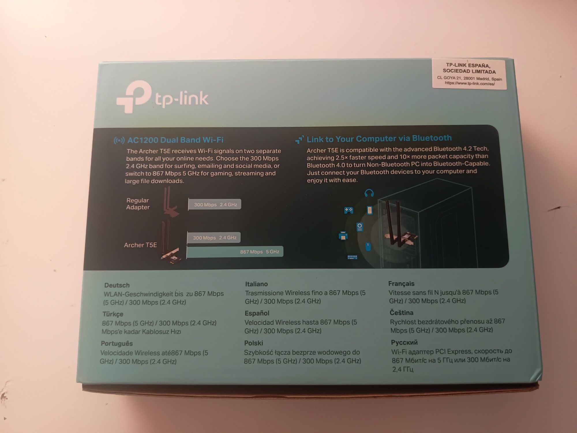 TP Link Archer T5E AC1200 WIFI Bluetooth 4.2 PCIe Adapter