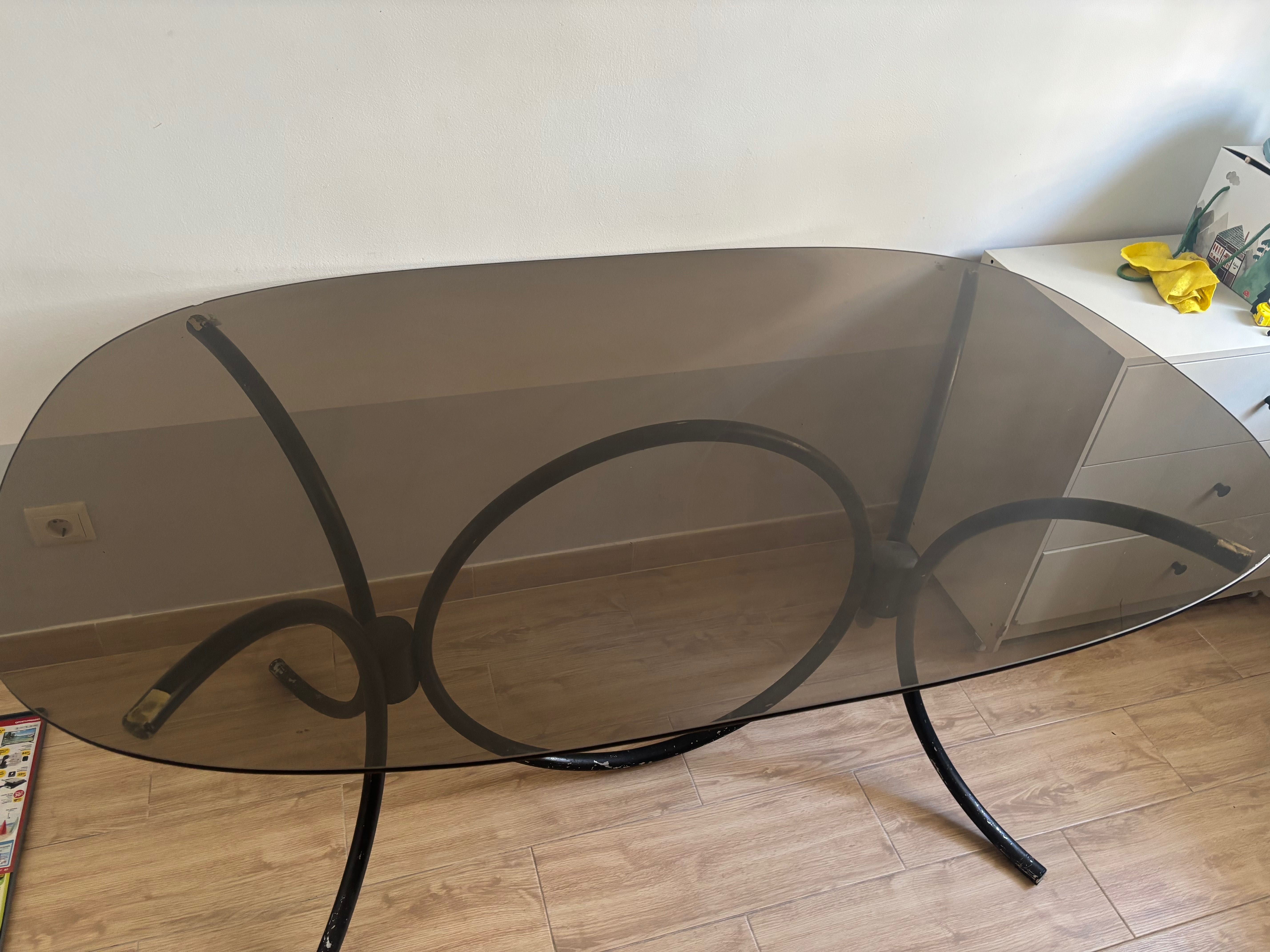 Conjunto mesa de vidro