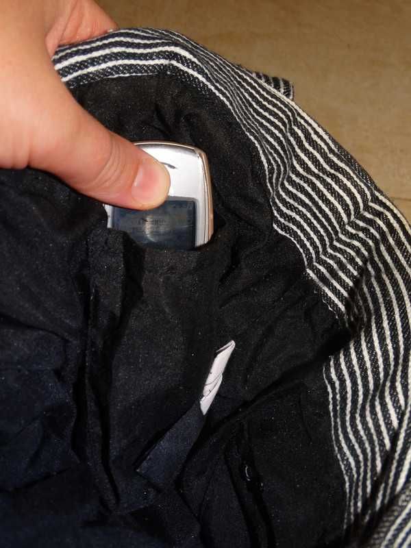 Torebka damska materiałowa śliczna funkcjonalna czarna w paski H&M