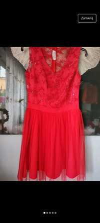 Sukienka  czerwona tiul na wesele