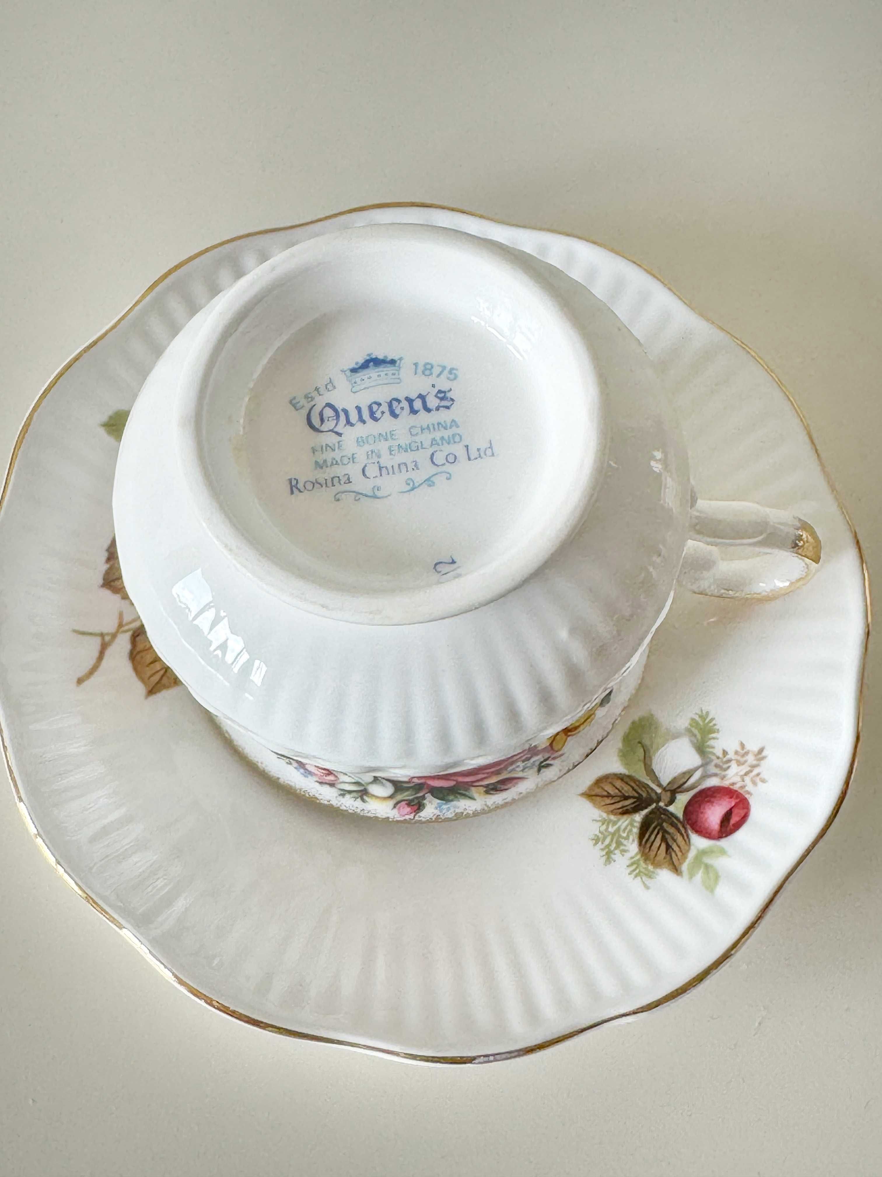 Filiżanka z talerzykiem Queen’s Fine Bone China Rosina Anglia