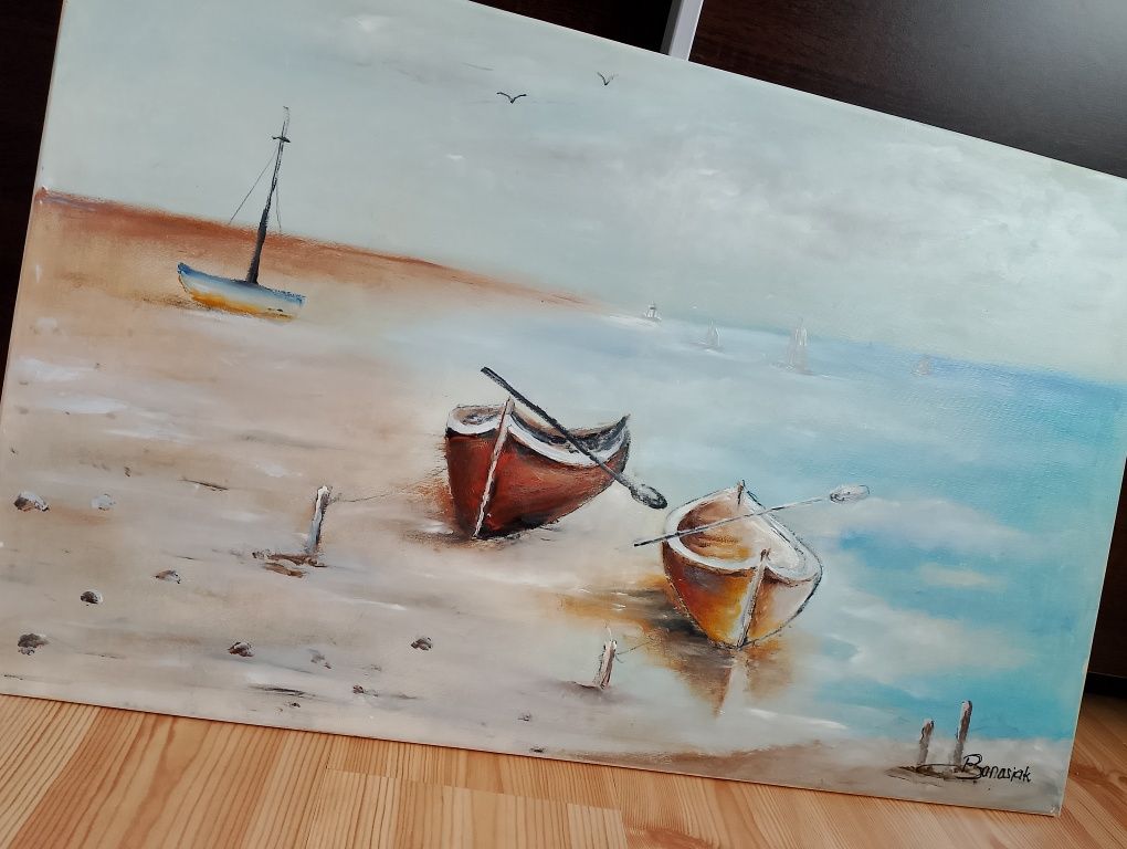 Obraz 80/50 cm Łódki na plaży