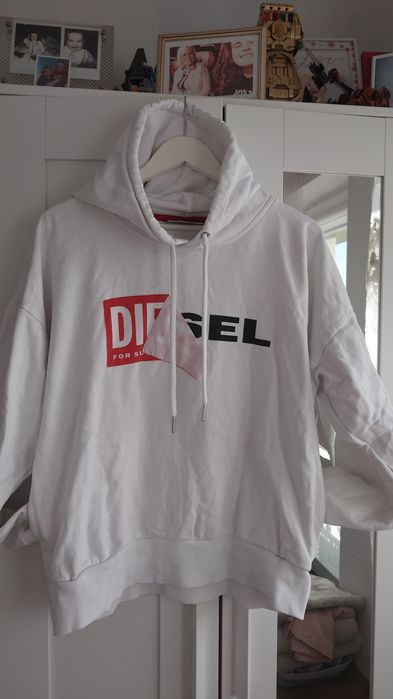 Biała bluza z kapturem Diesel