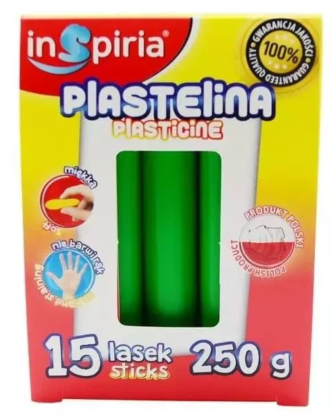 Plastelina zielona 15 lasek 250g. InSpiria
