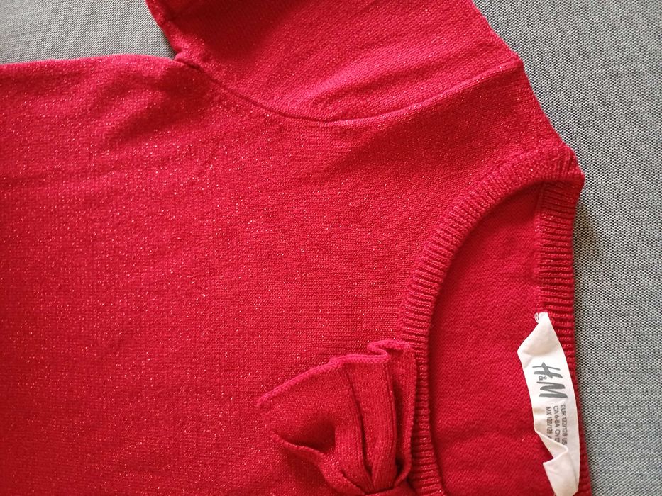 sukienka z brokatem, stan idealny, H&M rozmiar 128