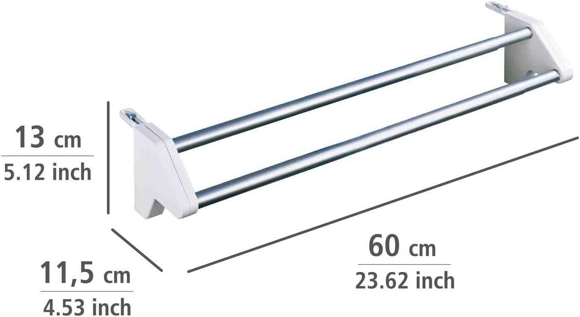 Wenko Suszarka Do Ubrań Twin Aluminiowa 60 x 13 x 11,5 Cm
