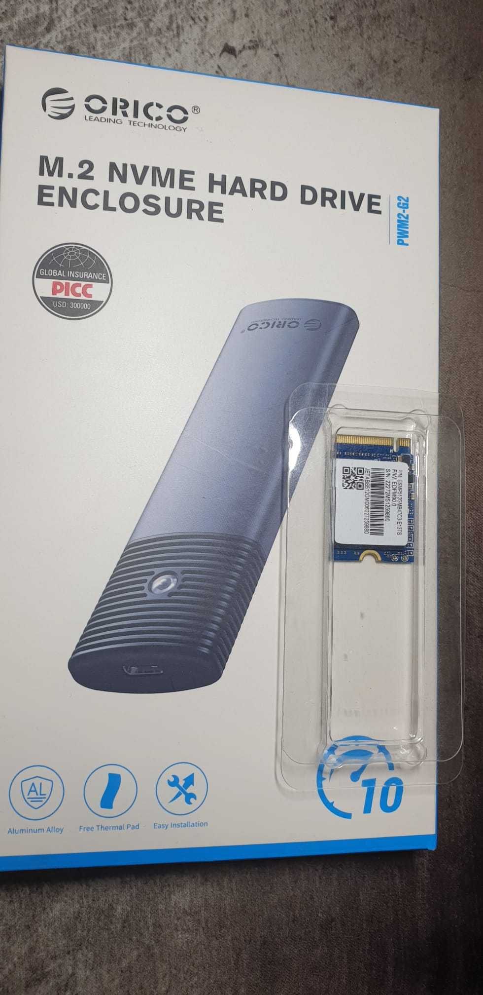 Dysk SSD M2 2230 PCIe 512GB + Orico USB-C - M.2 SATA Adapter