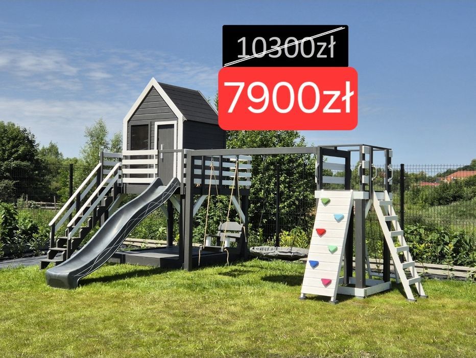 Plac zabaw Stodoła z dużym podestem, wieżą i huśtawkami