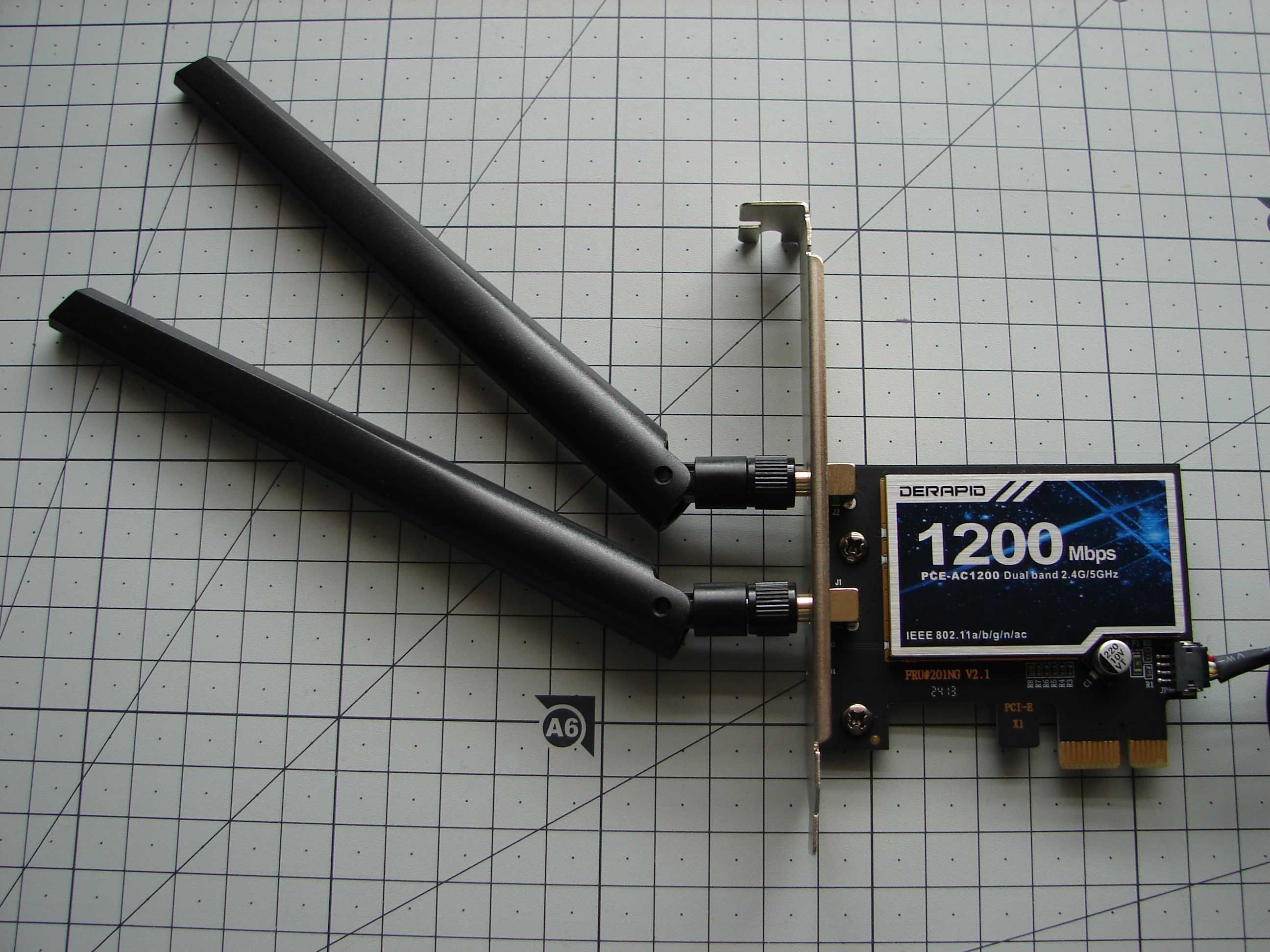 Karta sieciowa PCIE Derapid AC1200 WiFi 2.4GHZ/5Ghz Bluetooth 4.0