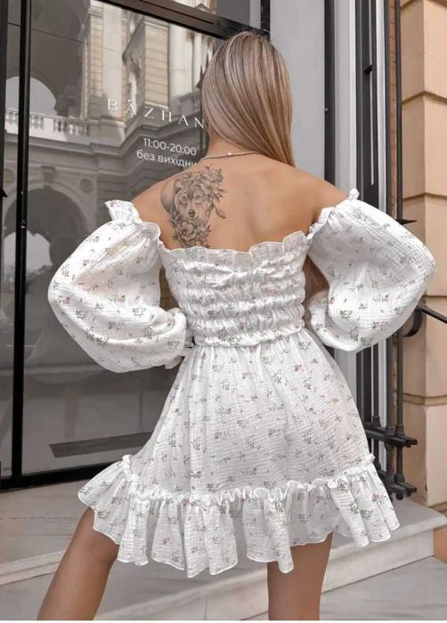 Жіноча Муслінова сукня біла 100% бавовна