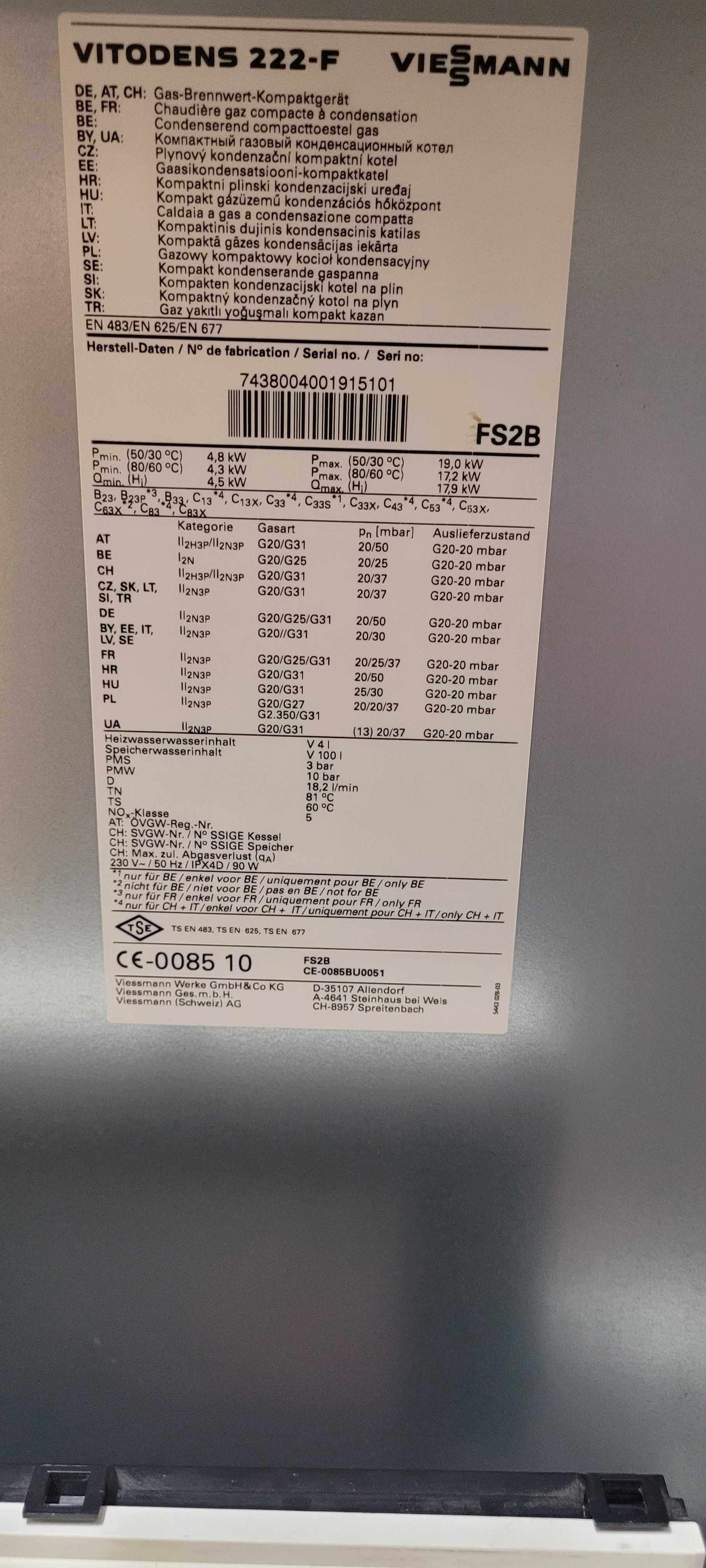 Kocioł gazowy Viessmann Vitodens 222-F FS2b