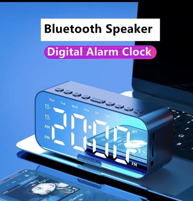 Цифровий годинник ,будильник,Bluetooth 5 .