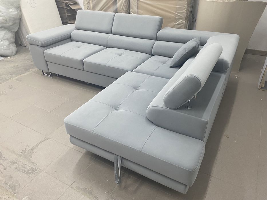 NAROŻNIK rozkładany ruchome zagłówki pojemnik na posciel  wybór tkanin