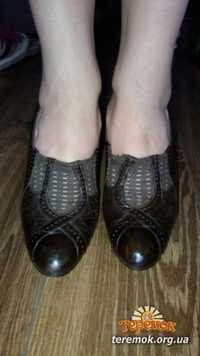 Туфли женские кожаные коричневые винтажные раритет старинные бохо