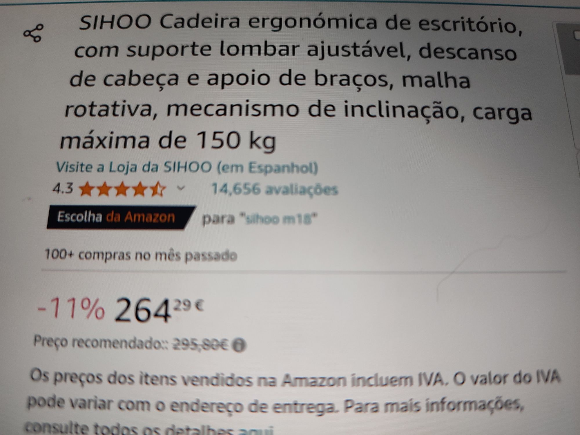 Cadeira ergonómica SIHOO M18 nova na caixa