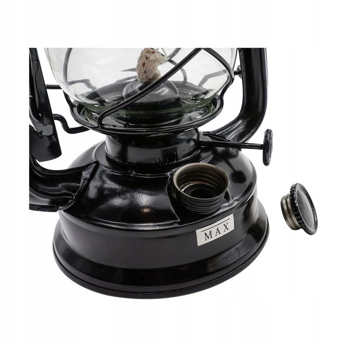 Stylowa Retro Lampa Naftowa Z Knotem Czarna 24cm
