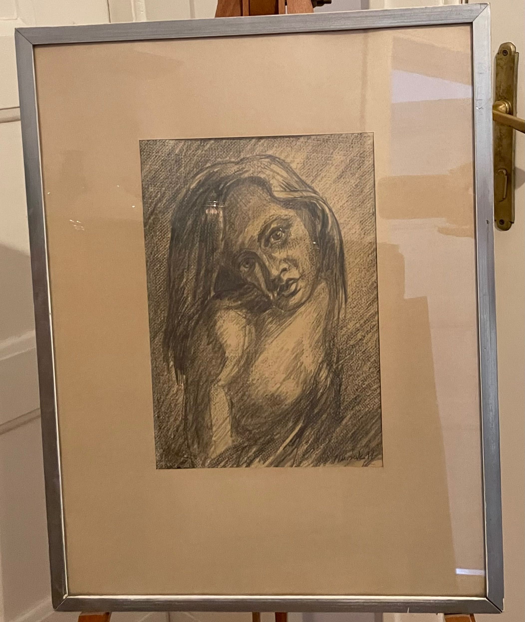 Szkic rysunek akt kobiecy wykonany ołówkiem 42 cm. x 55 cm.