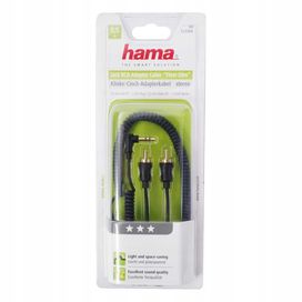 Hama 0.75m 2 x RCA - 3.5mm m/m kabel audio flexi slim 0,75 m Czarny