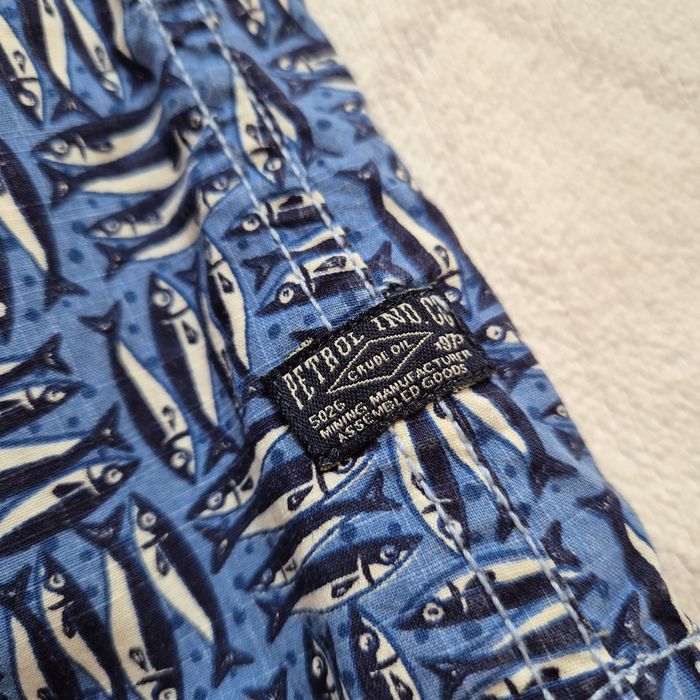 Koszula r. S, s. Bdb męska, f. Petrol, niebieska w śledzie