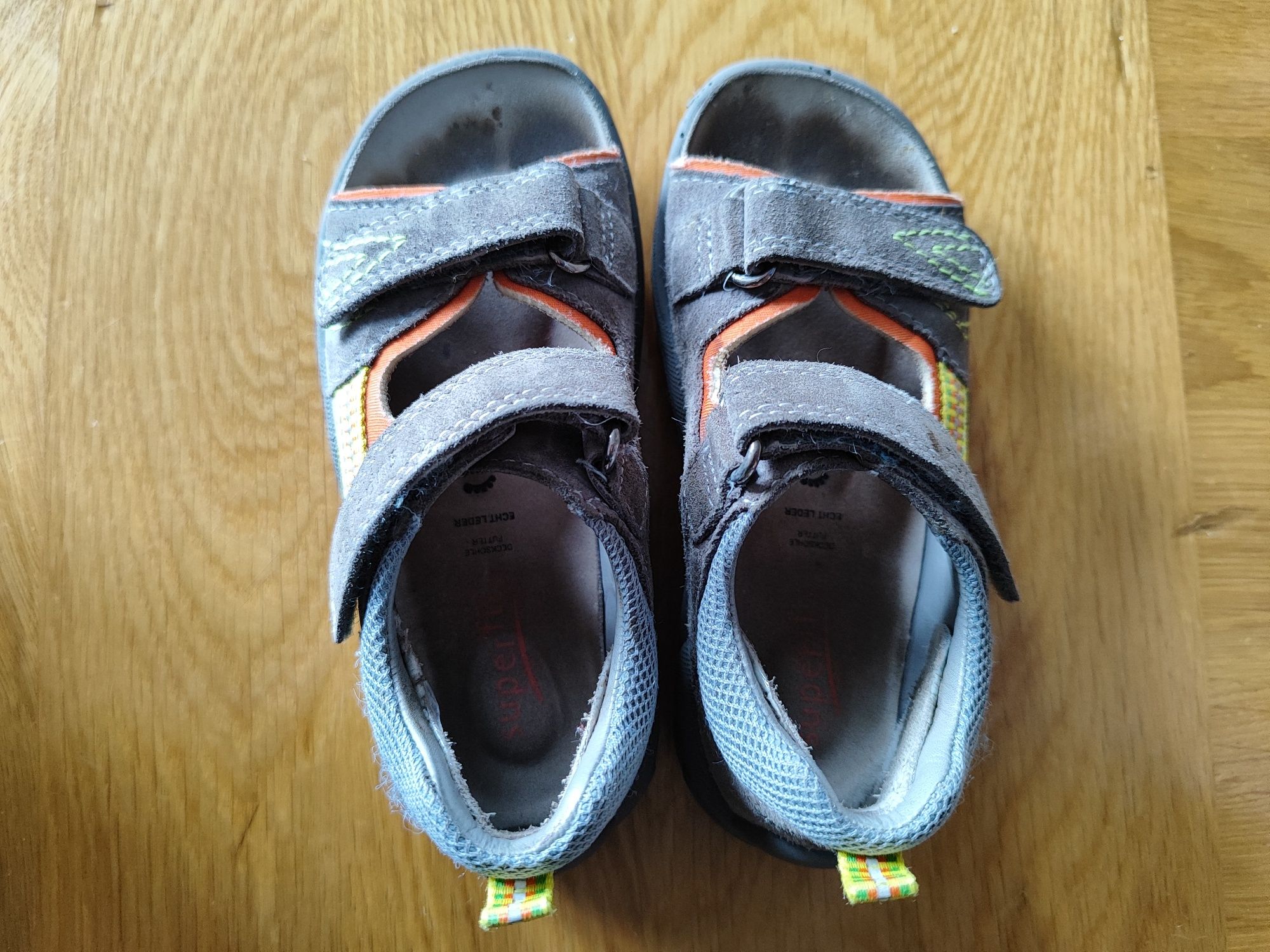 Skórzane sandały Superfit Flow brązowo-pomarańczowe