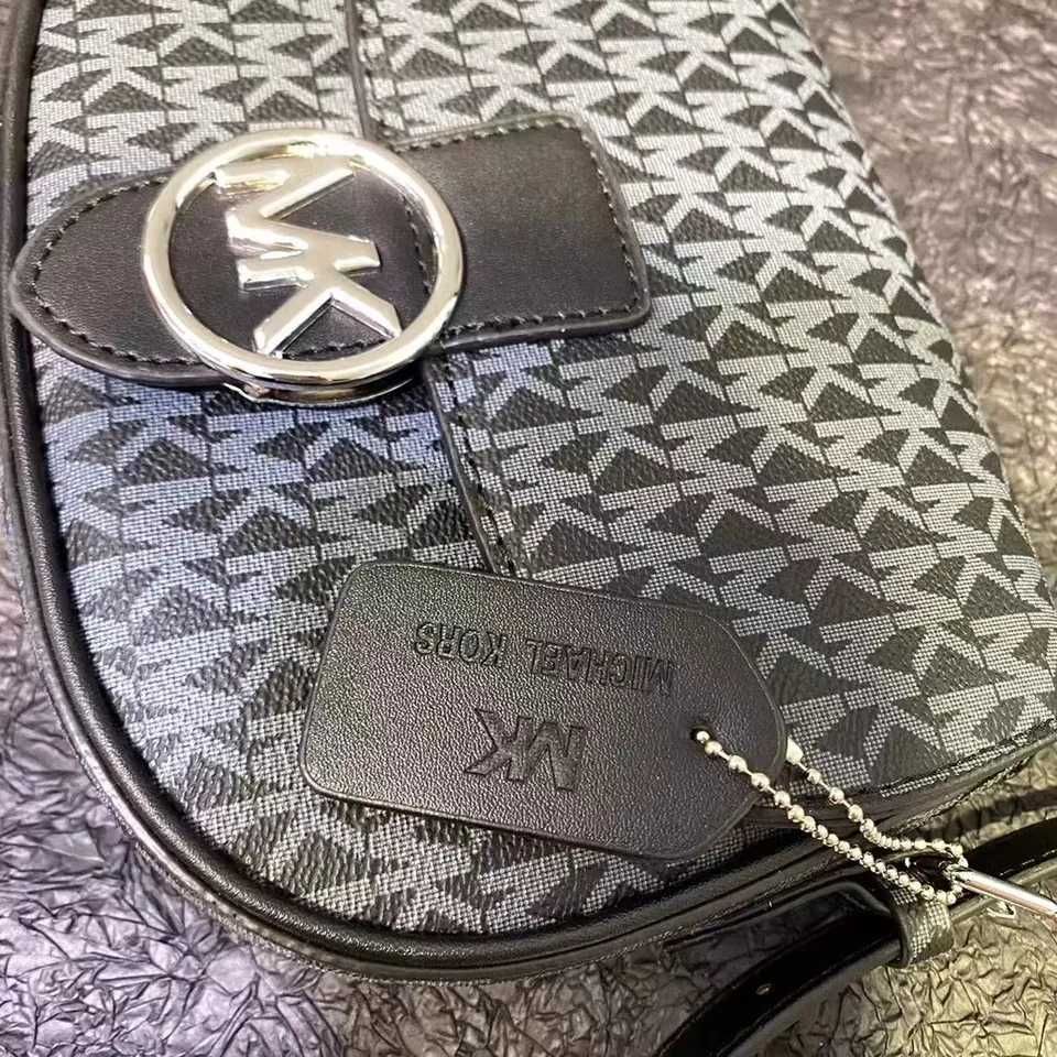 Torebka Hourglass Michael Kors Grafit Brazowa malutka monogram